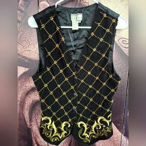 Ann Tijan For Kenar Black and Gold Women's Vest. Size M
